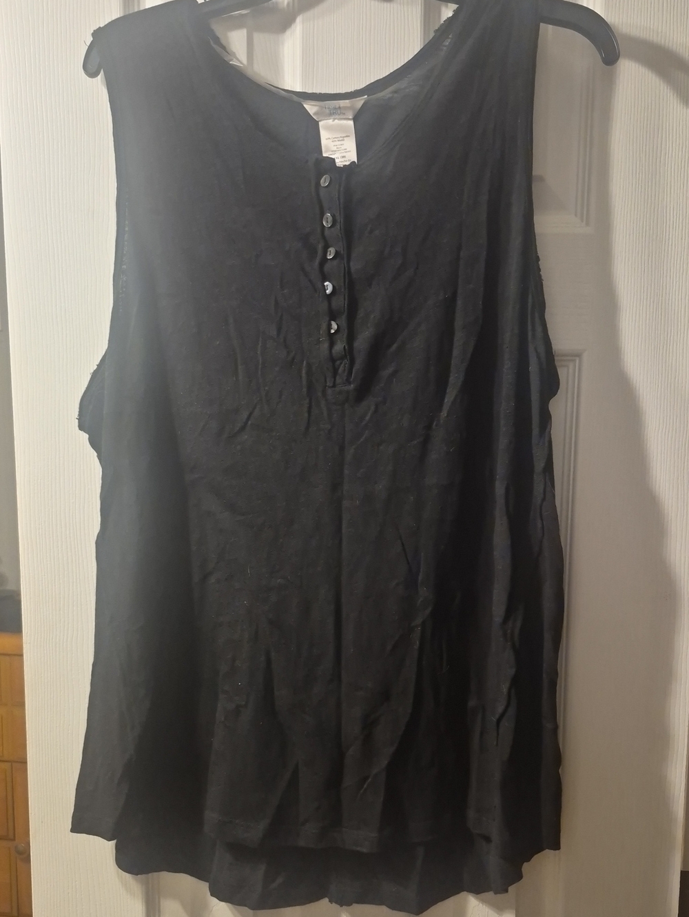 Time and Tru Black Henley Button Tank